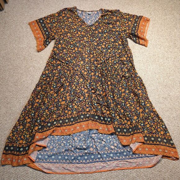 Avenue Maxi Shirt Dress Womens 30/32 Floral Cottagecore Tie Waist Flowy Boho - Picture 1 of 6